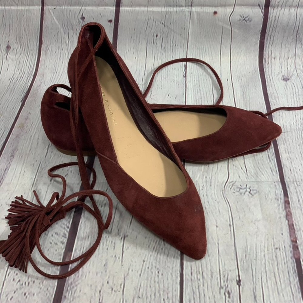 Loeffler Randall Wine Burgundy Tassle Ankle Strap - Picture 1 of 8